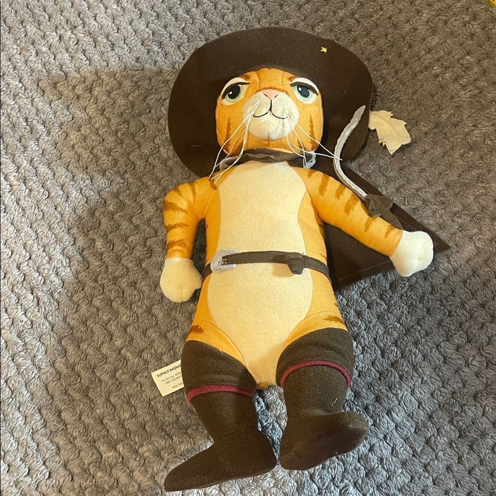 Hasbro Orange and Brown Puss in Boots Plush vintage